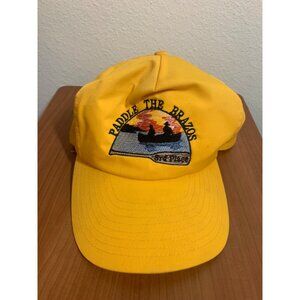 Vintage Paddle The Brazos River Texas 3rd Place Baseball Hat Yellow Mens Outdoor